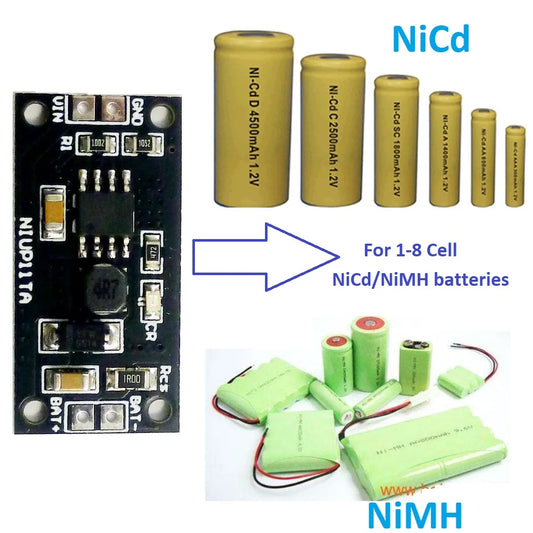 NIUP11TA 1-8s 1.2V-9.6V NiMH NiCd Rechargeable Battery Charger Charging Module Board Input DC 5V