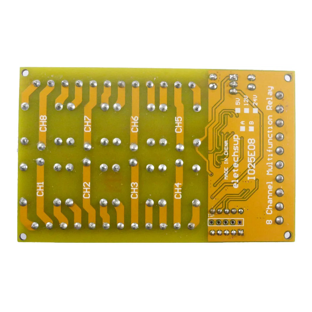 IO25E08 8ch DC 5V 12V 24V DIP Switch Delay Relay Module Flip-Flop Latch Bistable Self-locking Interlock Latch Power Conditioner