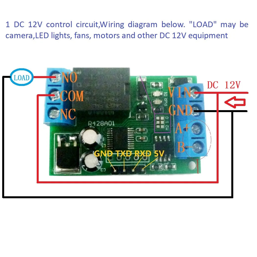 R428A01 2 in 1 RS485 & RS232(TTL) AT & Modbus RTU Relay Switch Board PC USB COM UART Serial port 1 Channel 12VDC Module