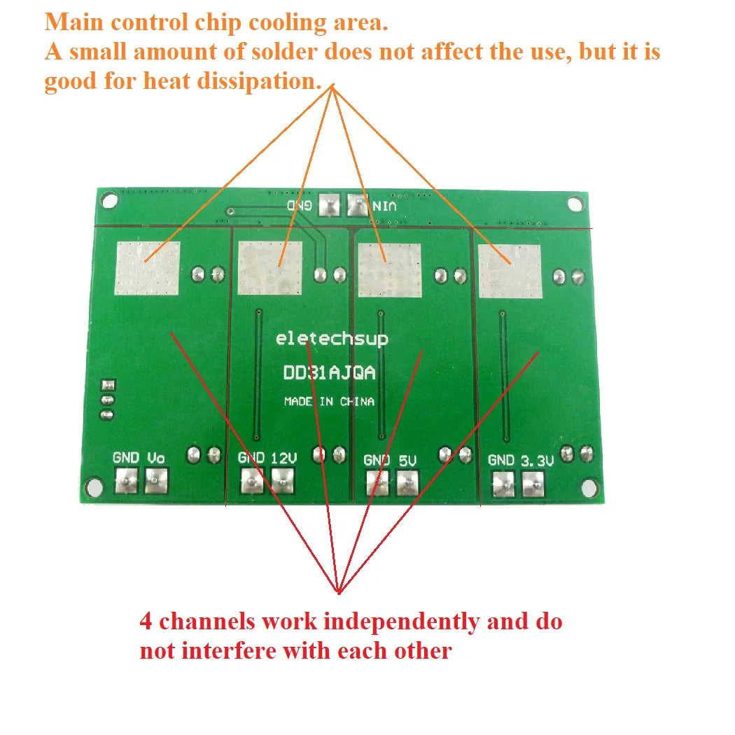 DD31AJQA 3A 4 Channels Multiple Switching Power Supply Module 3.3V 5V 12V ADJ Adjustable Output DC DC Step-Down Buck Converter Board