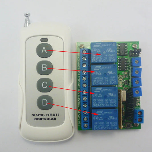 RF22A04 PT2262 Transmitter Control Delay Relay Receiver Kits RF Wireless Lamp LED Motor