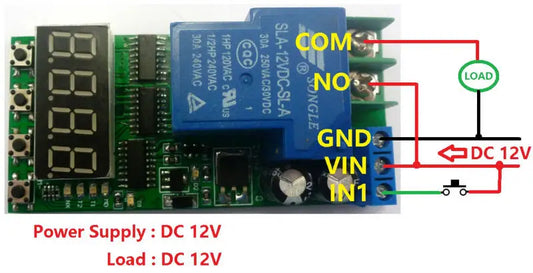 IO23C01 DC 12V 24V 30A Multifunction Timer Delay Relay Module High Power On/Off Adjustable for PLC Motor LED Car