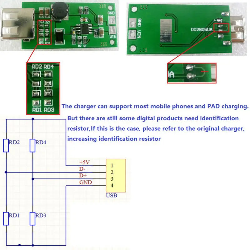 DD2805UA 3A high performance USB Charger 6.5-28V to 5V DC DC Converter Step Down Buck Module Board for IOS Android Mobile phone