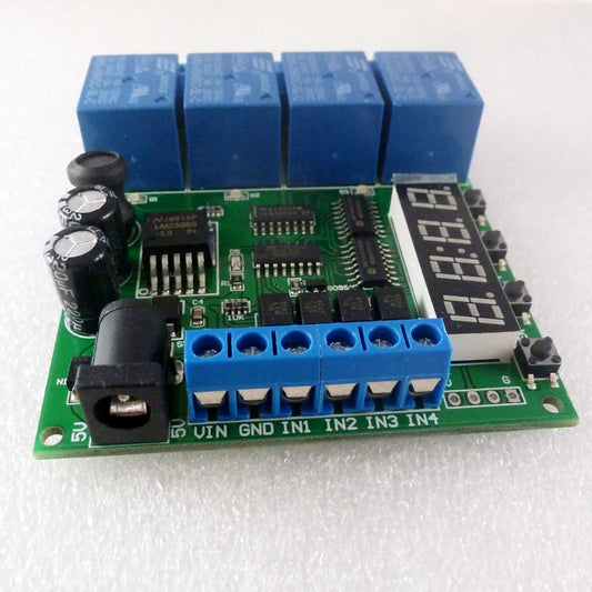DC 12V 4 Channel Multifunction Cycle Delay Timer Relay Module : Timing Loop Interlock Self-locking Momentary Bistable Monostable