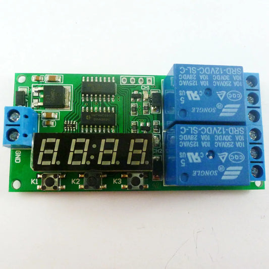 KC22B02 DC 12V 2 Channel Multifunction Delay Timer Module Delay Relay Controller Motor Reverse Cycle Loop Timers Interlock Switch Board