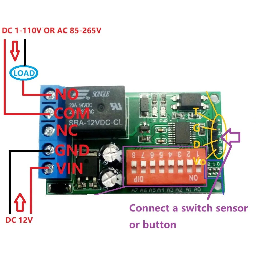 IR22A01 DC 12V Self-lock Relay PLC Cycle Timer Module Delay Time Switch for PIR Microwave radar Infrared Vibration Touch sensor