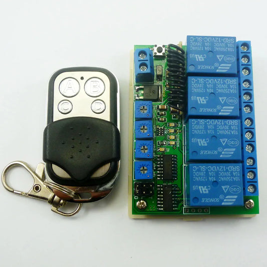RF22A04 433.92M DC 12V 4Ch Multifunction Wireless Controller Timer Delay Relay RF Switch & EV1527 ASK OOK Remote control