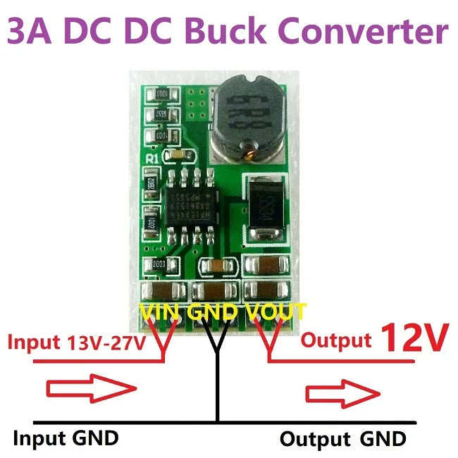 DD2712SA 3.5A DC-DC Converter Module Buck Step-Down Voltage Regulator Board 4.5V-27V to 3V 3.3V 3.7V 5V 6V 7.5 9V 12V