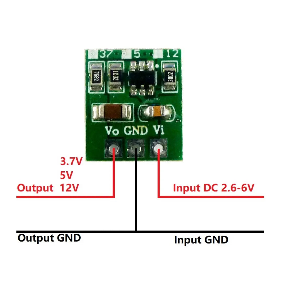 DD0512MA mini 6W 3V 3.3V 4.2V 4.5V to 3.7V 5V 12V DC DC Step-up Boost Converter for 18650 403040 Li-Po li ion lithium battery