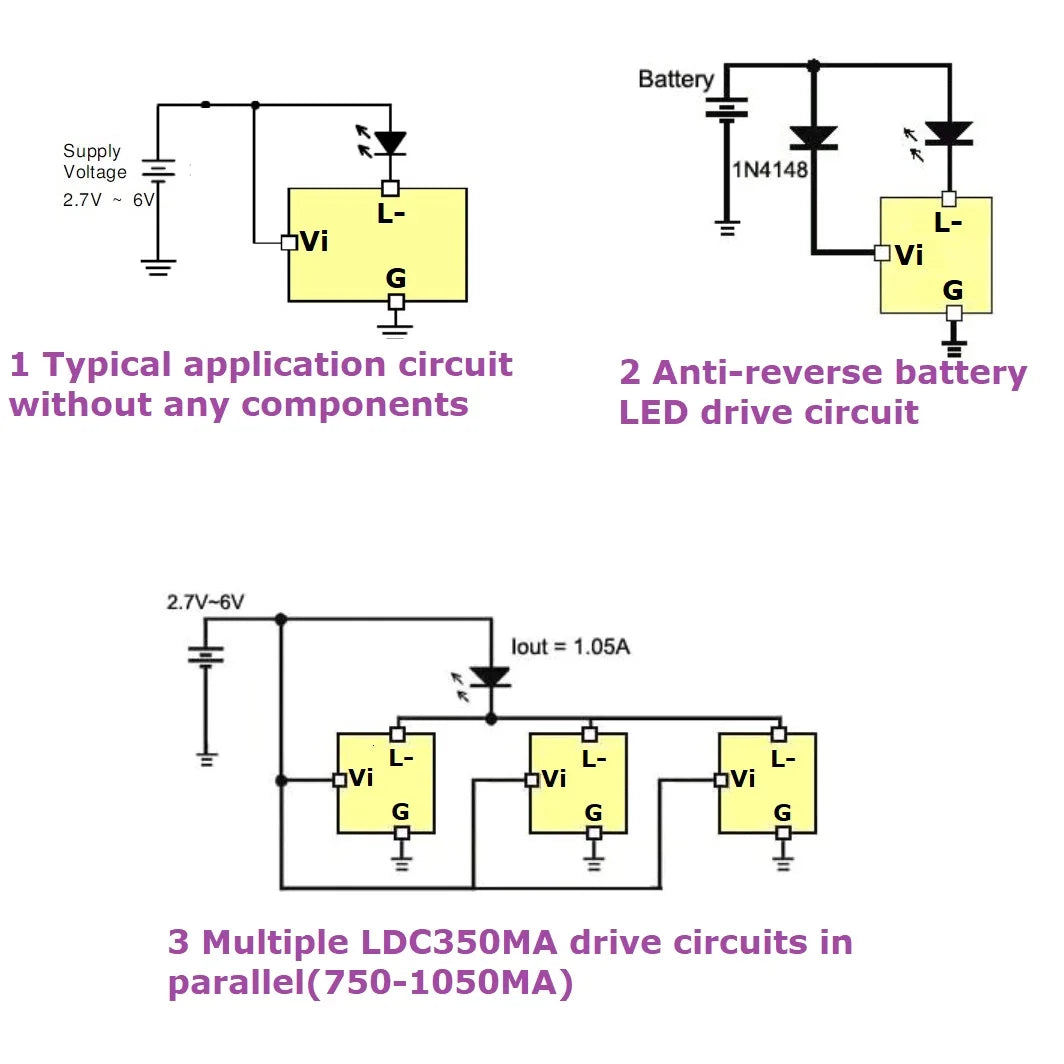 LDC350MA Ultra-small DC 3V 3.3V 3.7V 5V 260/350mA Constant Sink Current Multifunction LED Driver Board Parallel & series applications