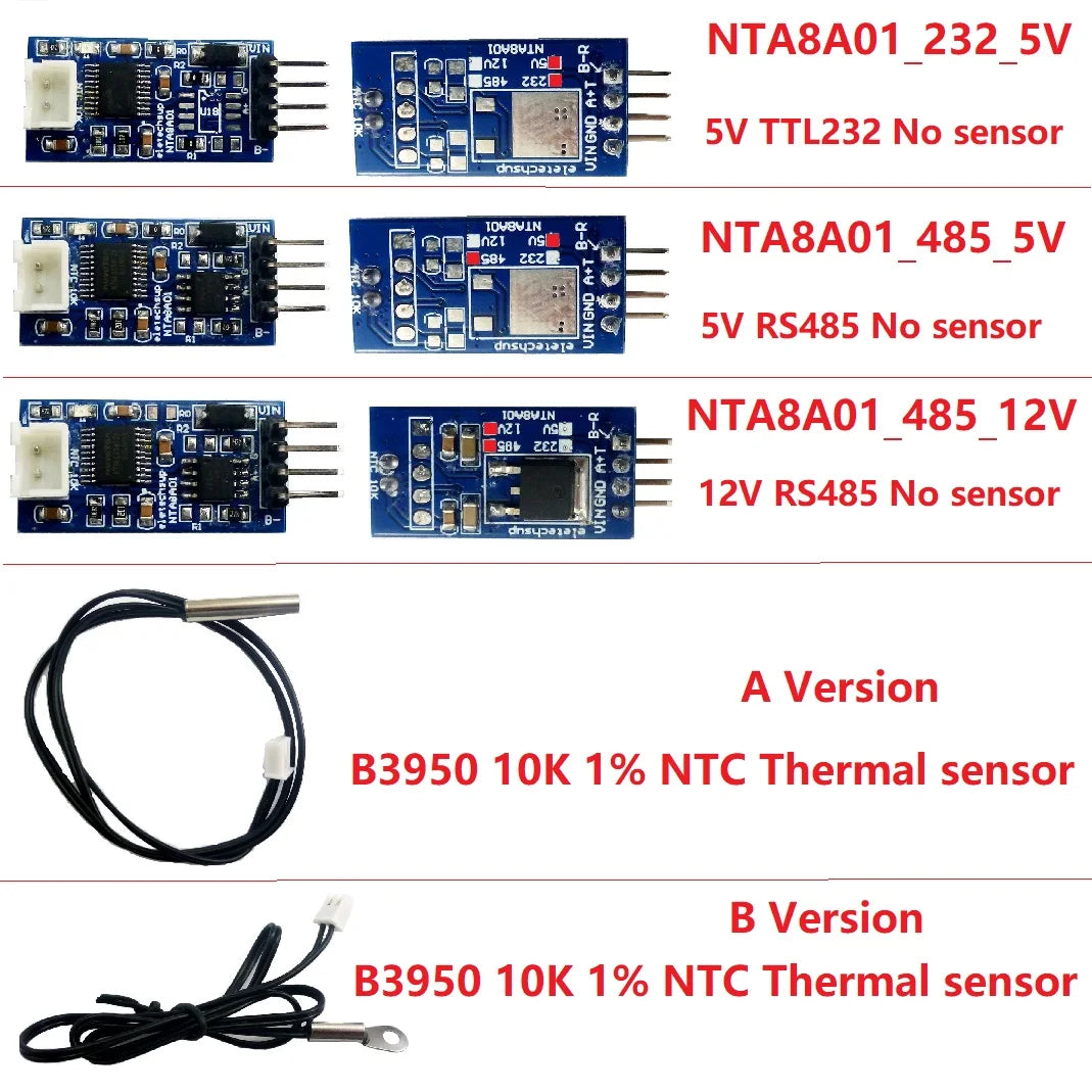 NTA8A01 -20-125 Celsius RS485 TTL RS232 Temperature Sensor Converter Module for 10K 3950 NTC Thermistor Resistor replace DS18B20 PT100