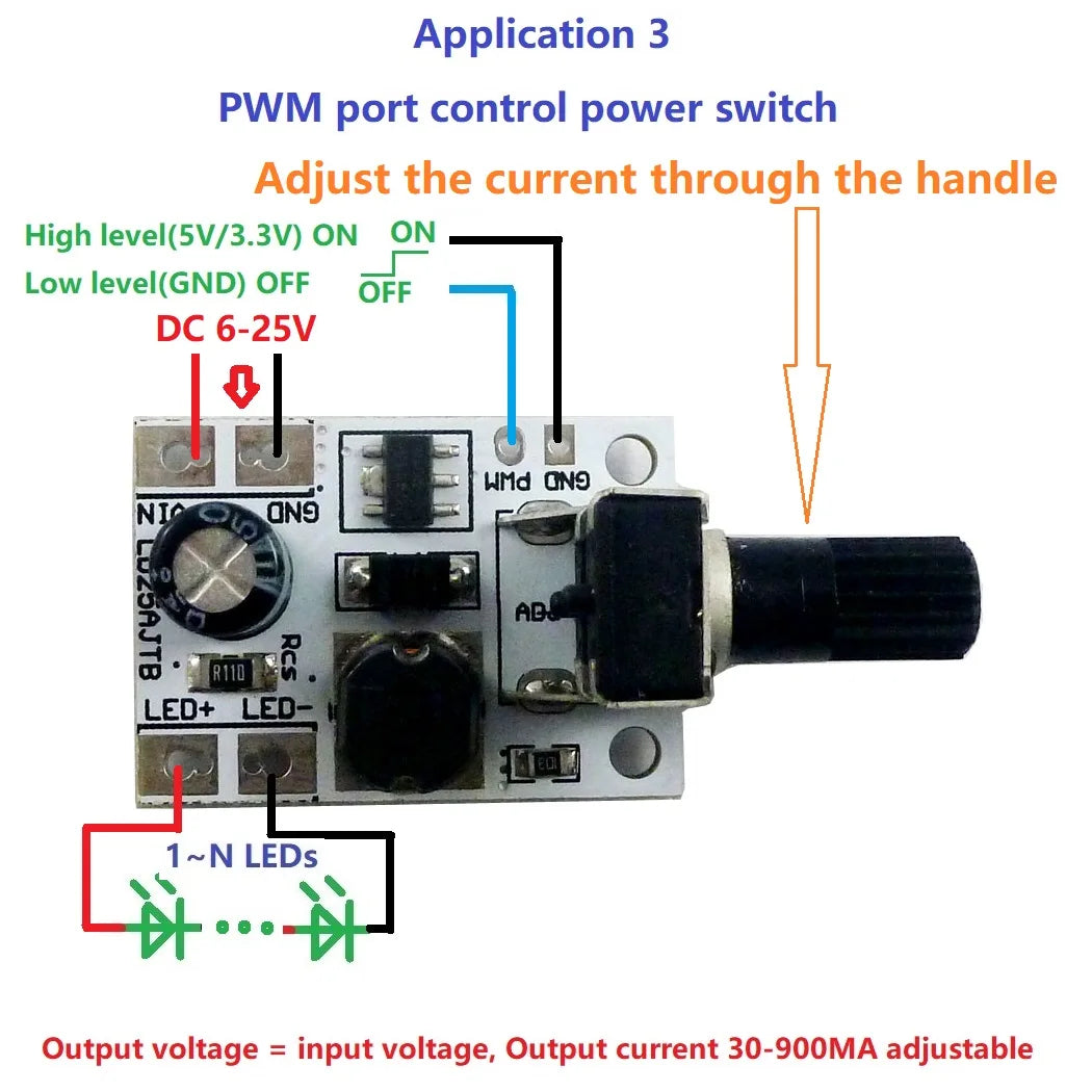 LD25AJTB DC 6-24V 20W Adjustable Brightness LED Driver PWM Controller DC-DC Step-down Constant Current Converter