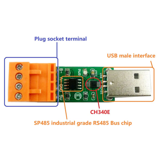 UD68B01 USB to RS485 Bus Converter Module CH340 Industrial grade IC SP485 for Arduiuo NANO PLC MCU Modbus Relay Board