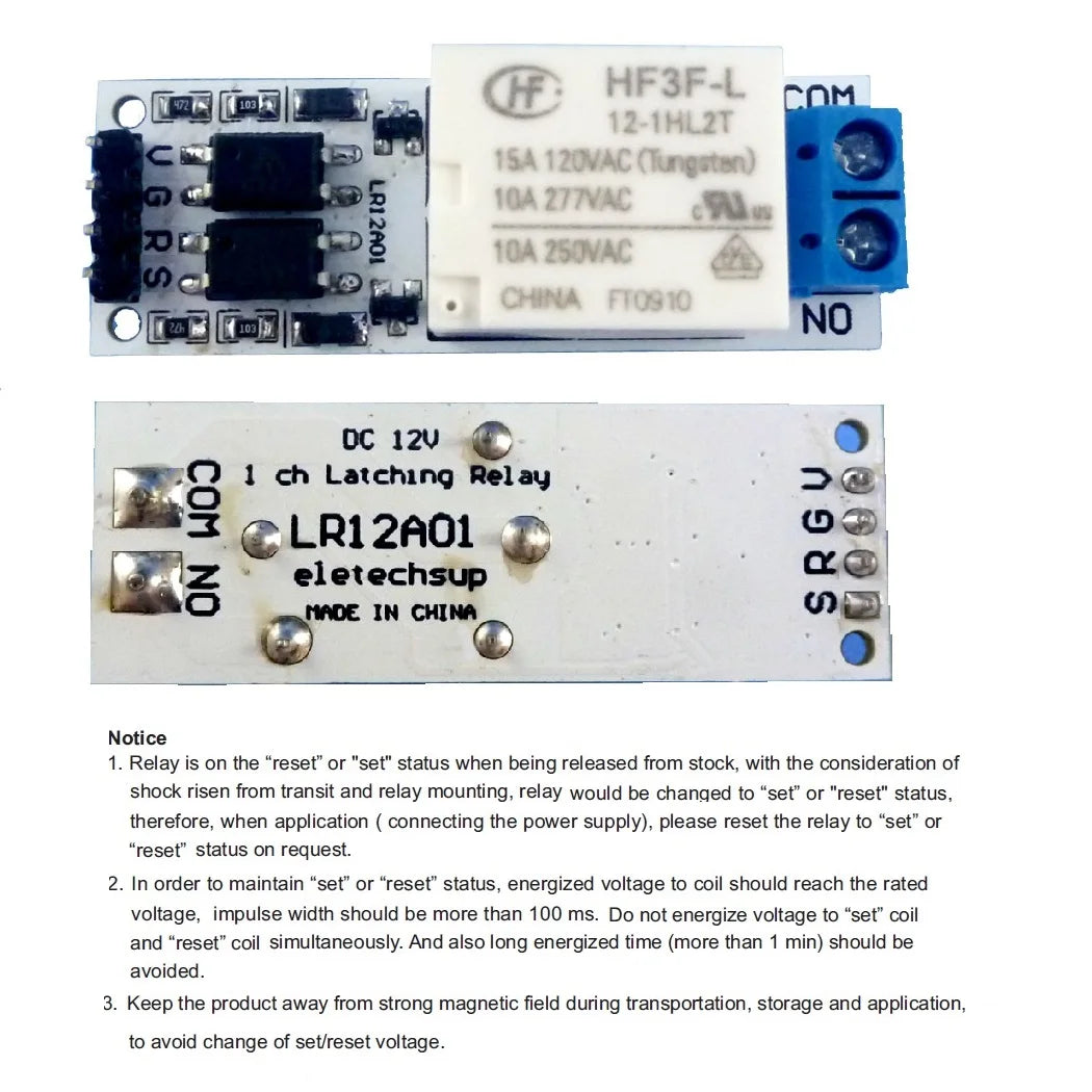 LR12A01 DC 12V 10A Latching Keep Relay Module Zero Power Hold Switch Bistable Self-locking Flip-Flop Latch Board