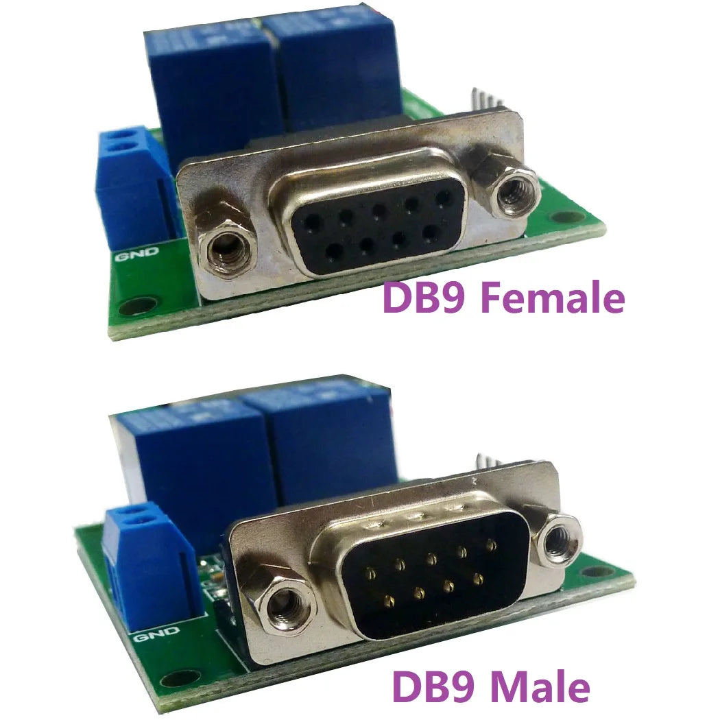 DB9 Female/Male RS232 UART Switch Board DC 12V 232 Relay Module for PLC LED Motor