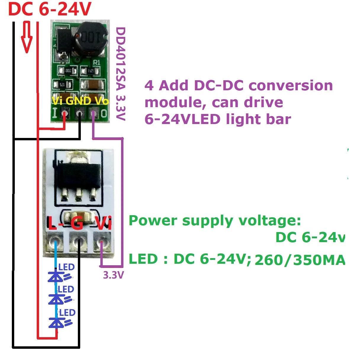 LDC350MA Ultra-small DC 3V 3.3V 3.7V 5V 260/350mA Constant Sink Current Multifunction LED Driver Board Parallel & series applications
