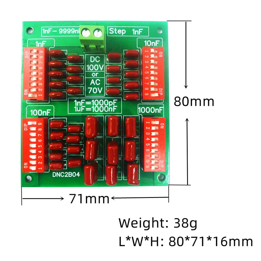 DNC2B04 1nF to 9999nF Step-1nF cztery dekady Programmable Capacitor Board Polypropylene Film Capacitor C35 DIN Rail For PLC