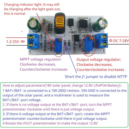 SD29AJTC DC-DC Step-down MPPT Charging Module for 1.5-25V Li-ion/Li-po/LiFePO4/Lithium Titanate Batteries SD29AJTC