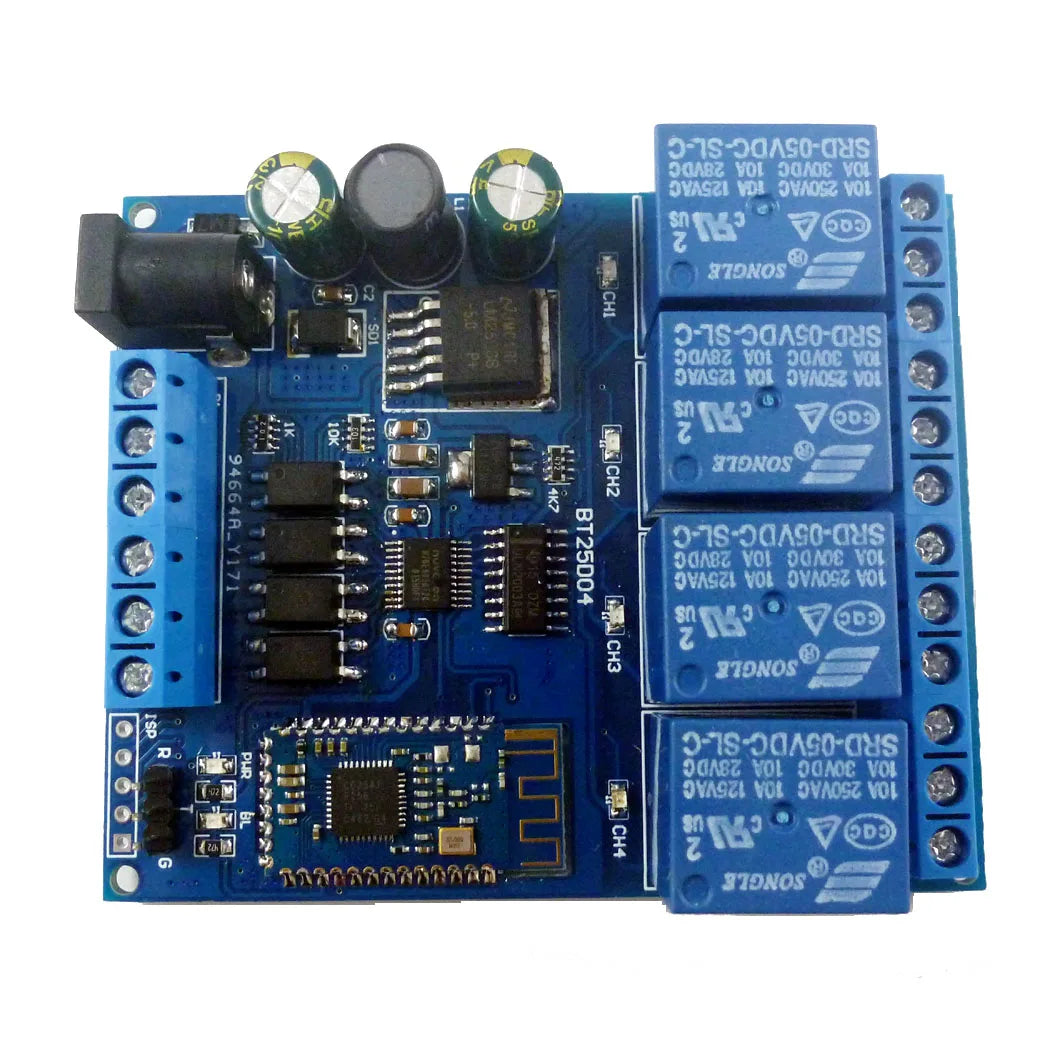 BT25D04 Smart Home Wireless Relay Switch for Apple iOS and Android Devices, DC 5-24V 4ch Bluetooth V4.0 BLE