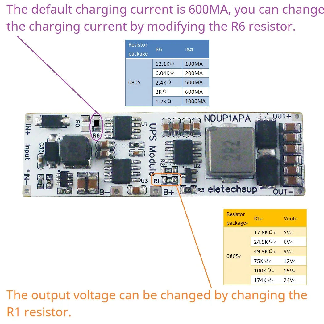NDUP1APA High Efficiency Large Power DC 5V 6V 9V 12V 15V 24V UPS Module IN-OUT 3.7V 4.2V Lithium Battery Charger Discharge Home Network