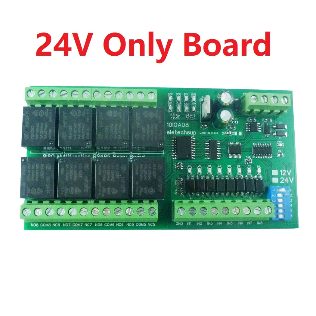 10IOA08 DC 12V 24V 8DI 8DO Multifunction RS485 Modbus RTU Relay Module Support 01 05 15 02 03 06 16 Function Code Switch Control Board