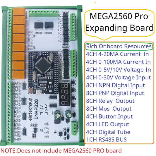 DNMPB28 DC 12 24V Multifunction MEGA2560 Pro Expanding Board Current Voltage ADC Collection NPN PNP Isolated DI Relay Mos DO for Arduiuo