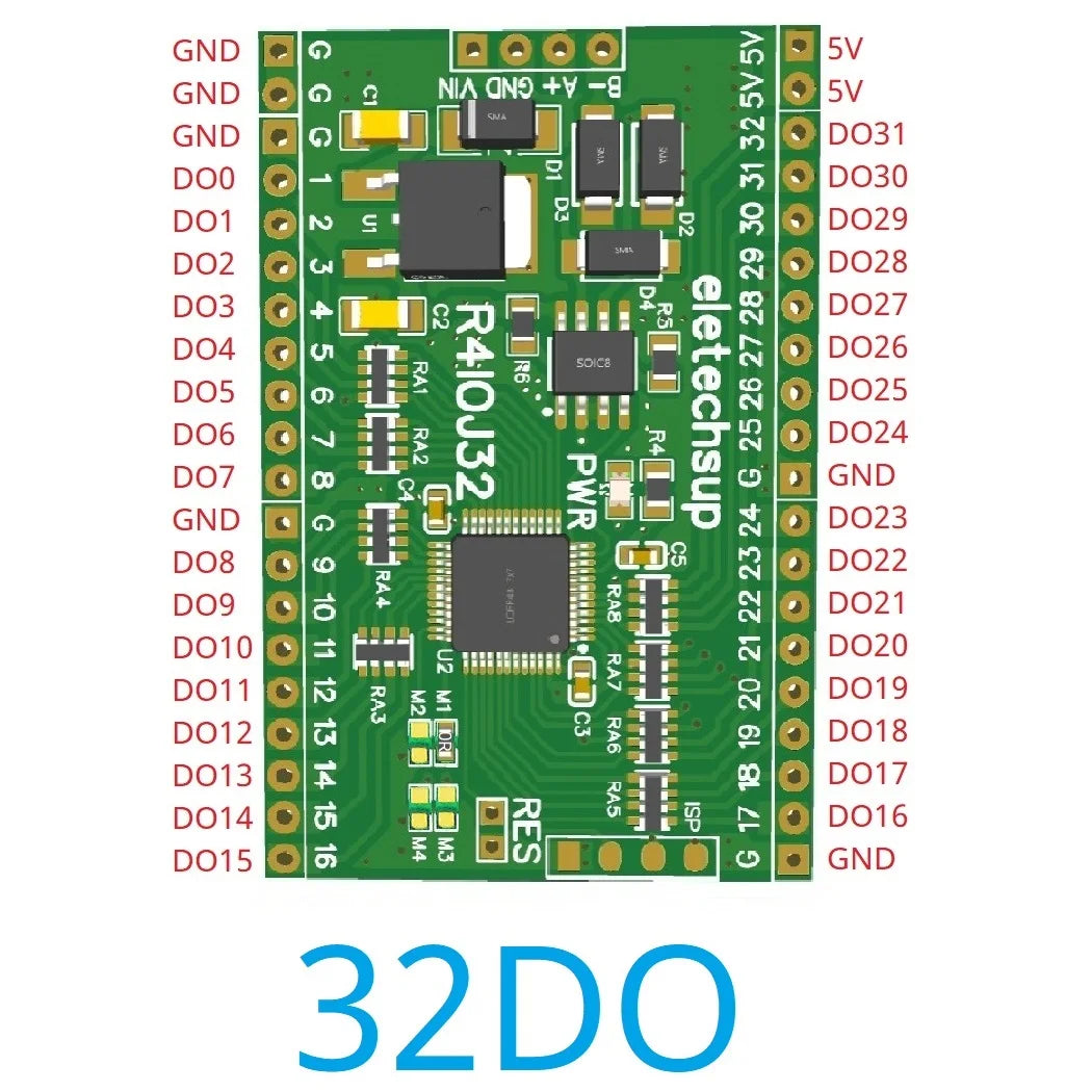R4IOJ32 32CH RS485 2.54mm Pin Core Board Modbus Rtu Input and Output Control PLC HMI Remote IO Expanding Board R4IOJ32 DC 5V 12V 24V