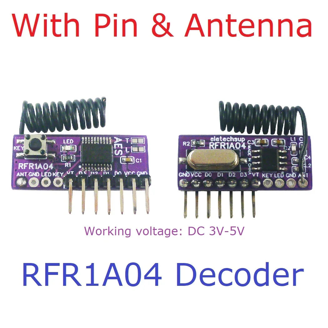 RFR1A04 RFT1C04 4CH AES128 Encryption Codec Remote Control Module featuring 433M Superheterodyne Transceiver, Upgrade to PT2262 EV1527 HC301