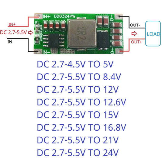 DD0324PW 25W Mini Size High-power 2-5Cell Battery Multiplier 3.7V 4.2V to 8.4V 12.6V 16.8V 21V DC-DC Boost Converter Module 5V 12V 15 24V