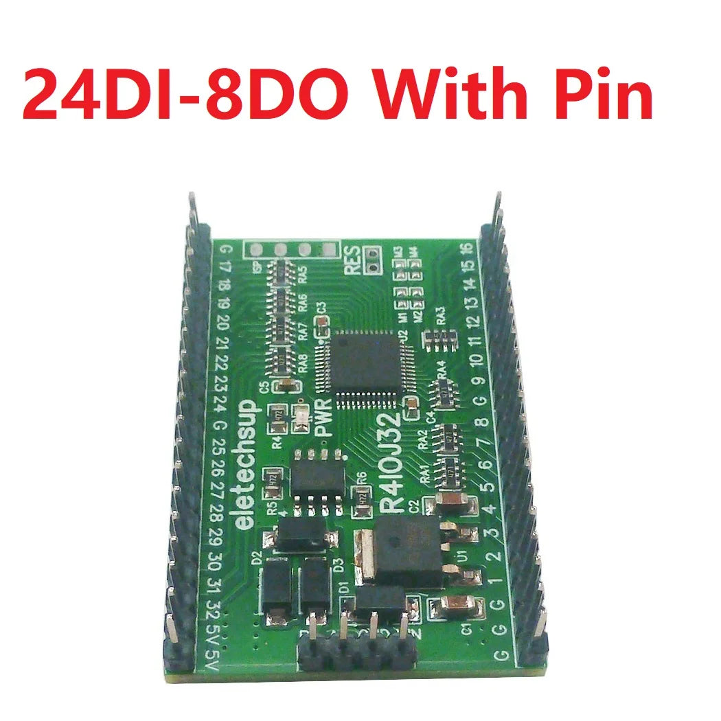 R4IOJ32 32CH RS485 2.54mm Pin Core Board Modbus Rtu Input and Output Control PLC HMI Remote IO Expanding Board R4IOJ32 DC 5V 12V 24V