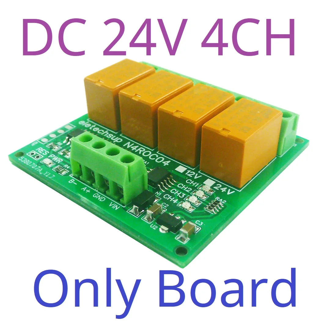 N4ROC04 DC 12V 24V 4ch Mini Modbus Rtu 3A Relay Module PLC Intermediate Relay I/O Expansion Board NC COM NO Port N4ROC04
