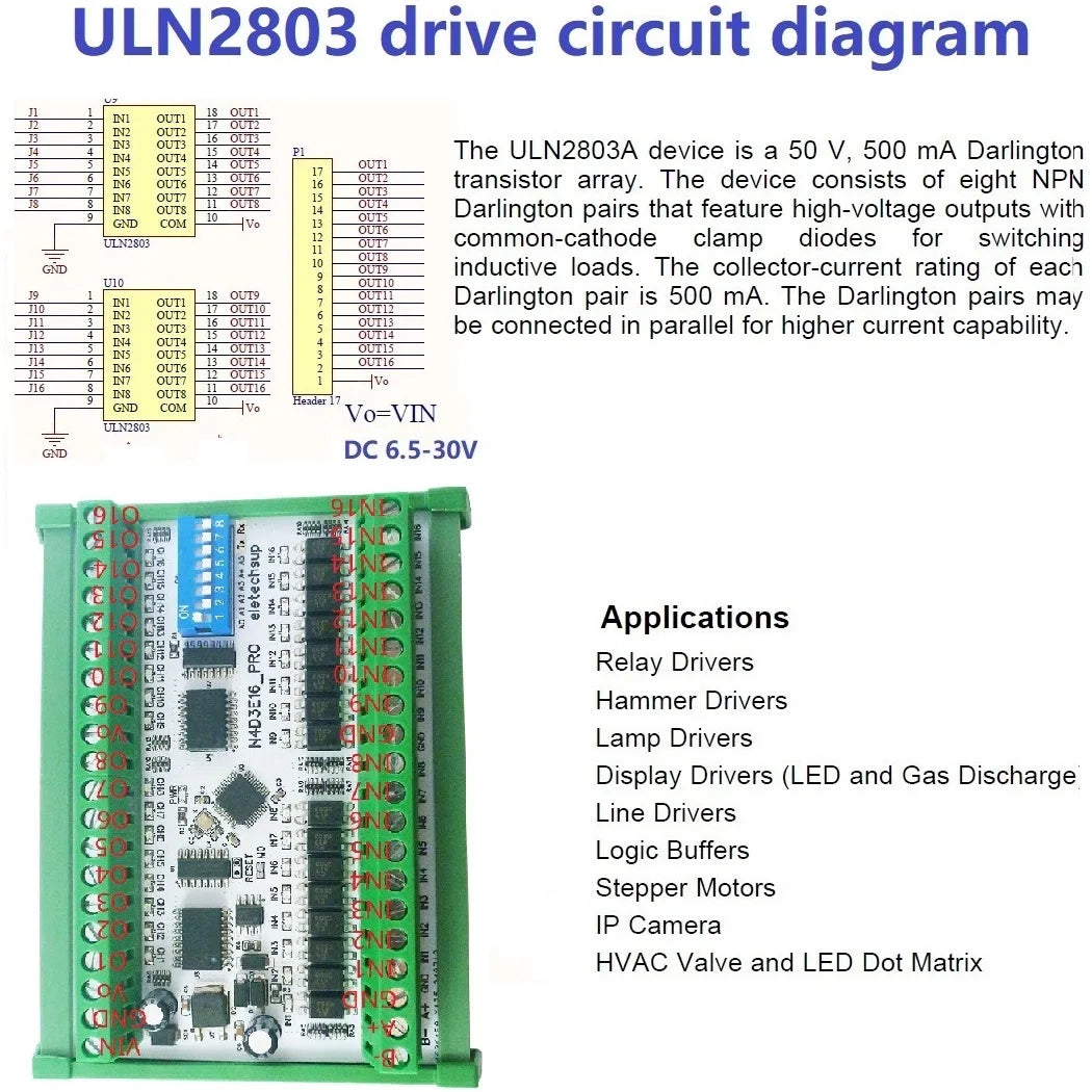 N4D3E16 16ch Bidirectional Full-duplex Transparent Transmission of Digital IO RS485 TVS Modbus RTU Module N4D3E16 Pro DIP Switch Board