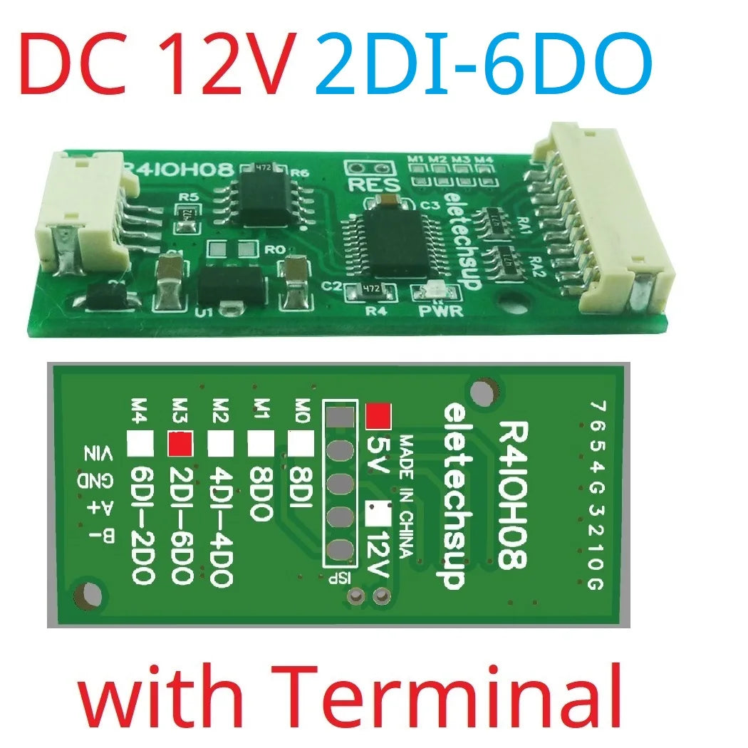 R4IOH08 8DI 8DO 4DI-4DO 2DI-6DO 6DI-2DO Multipurpose RS485 Digital Input Output Module mini PLC IO Dilator DC 12V 24V for Arduino