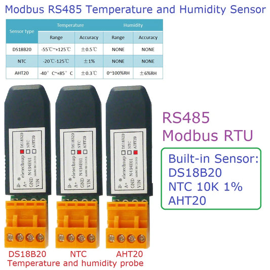 N434E01 Temperature and Humidity Transmitter Detection Sensor Module Modbus DS18B20/NTC/AHT20 replace SHT20 SHT30 RS485 Analog Signal