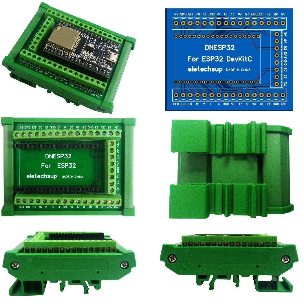 DNESP32 DIN Rail Mount Screw Terminal Block Adapter Module For Arduiuo ESP32S ESP-WROOM-32 DevKitC ESP32 PLC Industrial Controllers