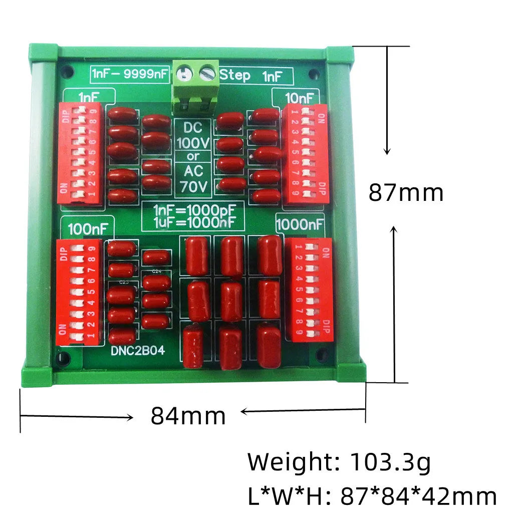 DNC2B04 1nF to 9999nF Step-1nF cztery dekady Programmable Capacitor Board Polypropylene Film Capacitor C35 DIN Rail For PLC