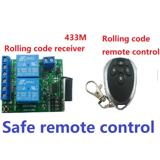 RC43A04 RF32B02 DC 12V 2CH RKE Secure Remote Keyless Entry System Remote Controller Rolling Code Keyfob Kit for Motor Forward and reverse