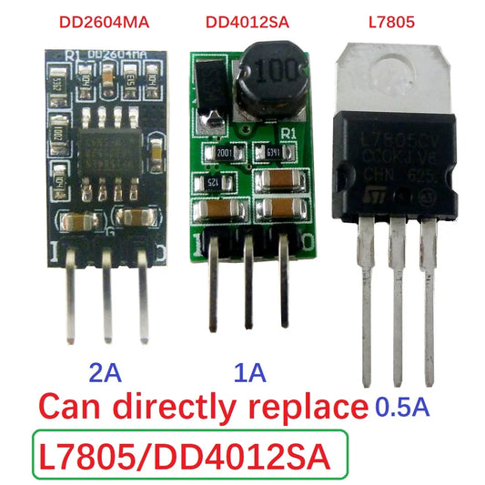 DD2604MA Tiny 2A DC-DC Buck Converter Module 4.5V-27V to 3.3V 4.2V 5V Step-Down Board replace 7805 AMS1117 LM2596 LM338 TO-220 Transistor