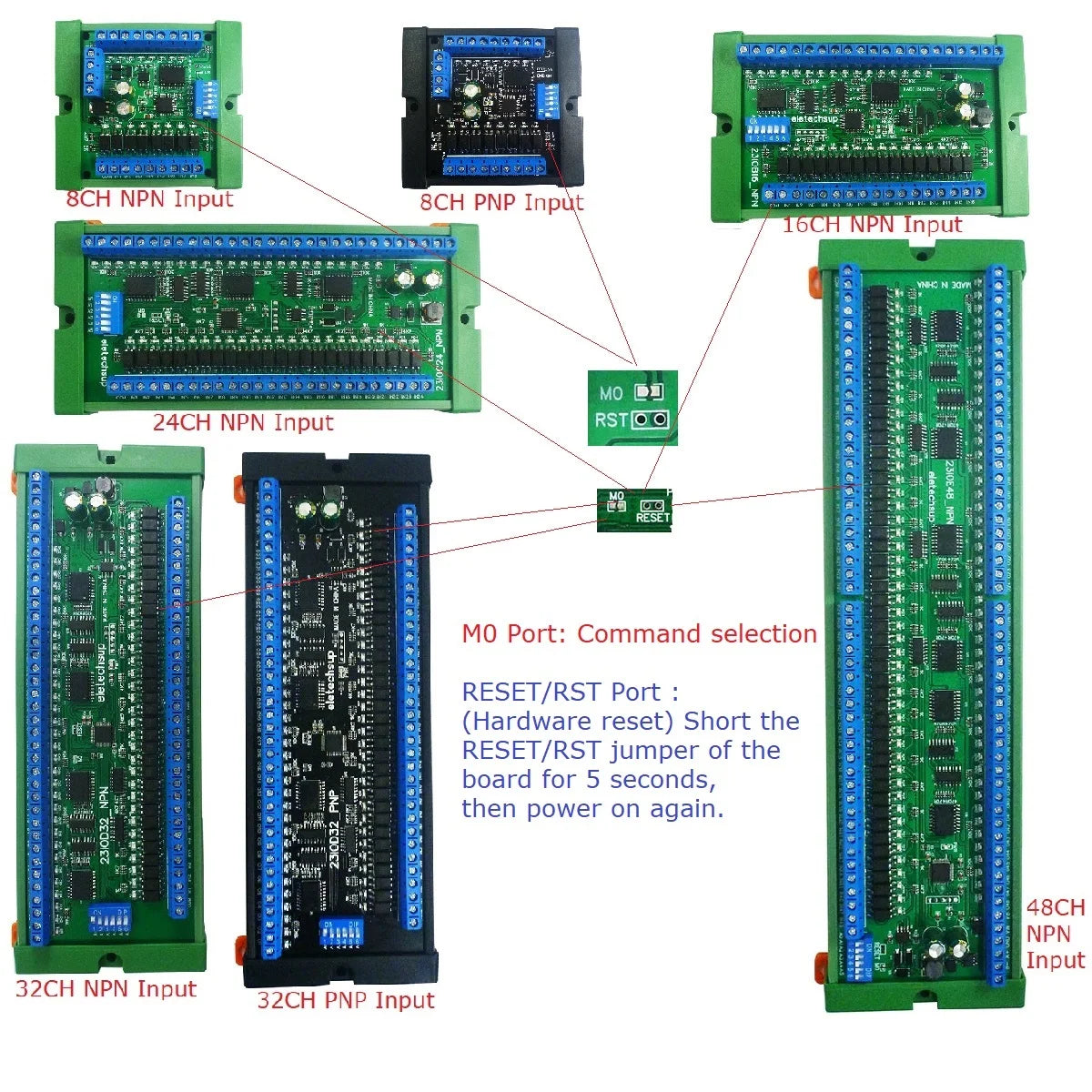 23IOA08 DC 12V 24V 8DI-8DO NPN/PNP Optically Isolated Input & 300MA NPN Solid State Relay Output RS485 IO Module Modbus Rtu Board