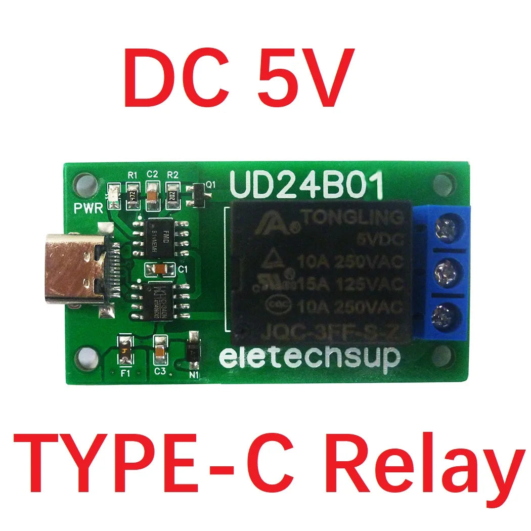 UD24B01 N229E01 TYPE-C USB Relay Module DC 5V 12V PC UART Serial Port RS232(TTL) Switch Board for Arduiuo MEGA