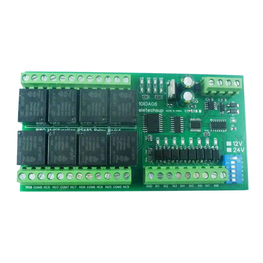 10IOA08 DC 12V 24V 8DI 8DO Multifunction RS485 Modbus RTU Relay Module Support 01 05 15 02 03 06 16 Function Code Switch Control Board