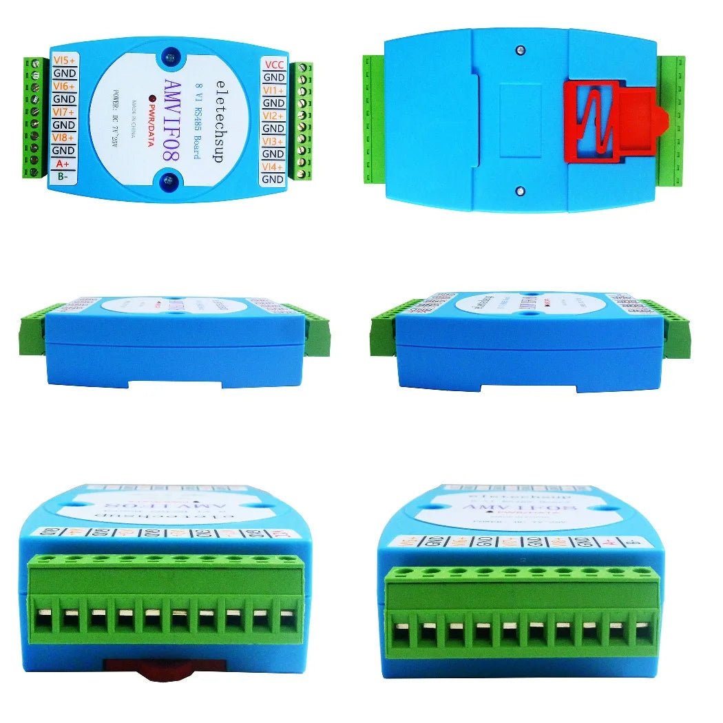 AMVIF08 8CH 0-10V Voltage Analog Input Module RS485 MODBUS RTU Communication ADC Board for shunt Hall fluxgate Pressure Sensor