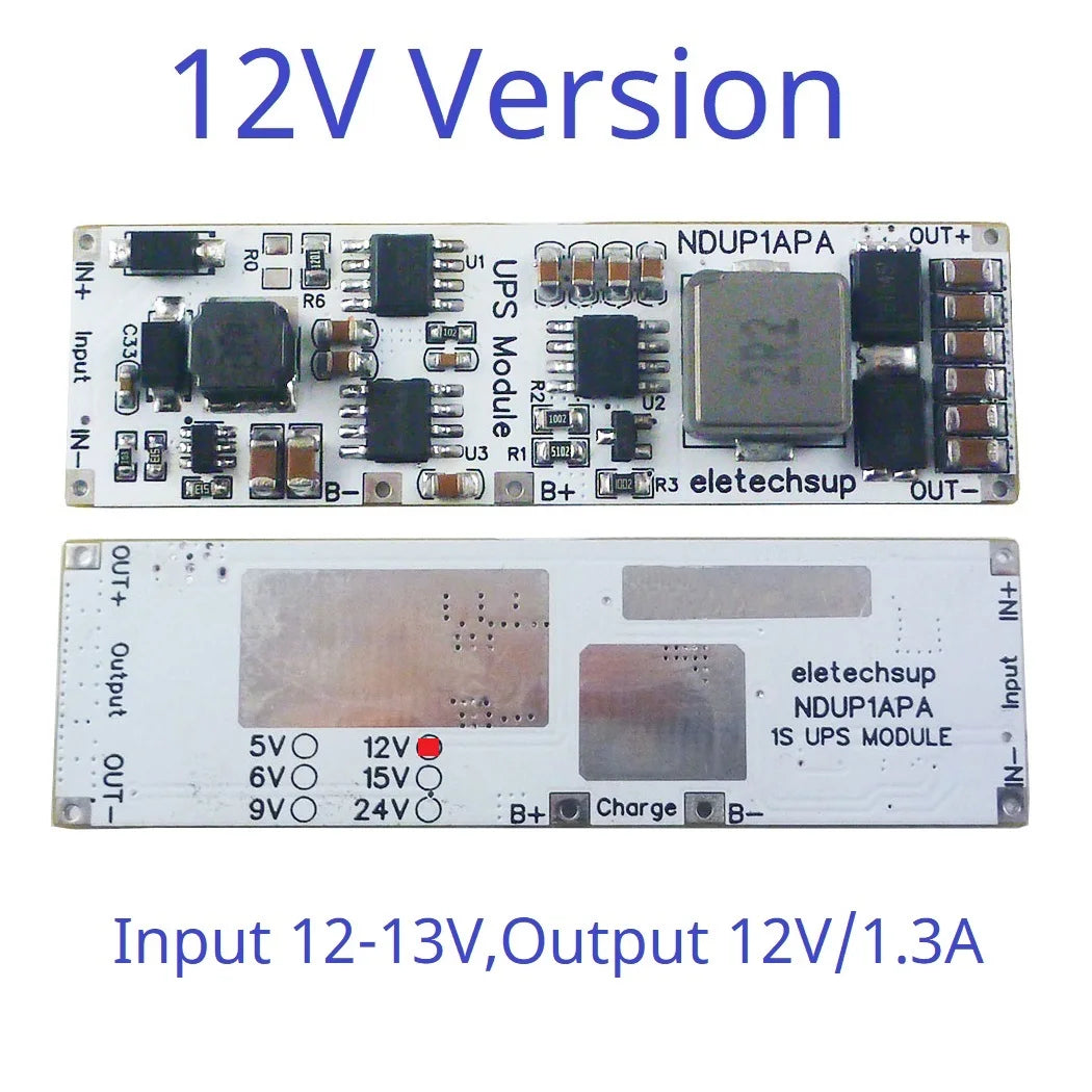 NDUP1APA High Efficiency Large Power DC 5V 6V 9V 12V 15V 24V UPS Module IN-OUT 3.7V 4.2V Lithium Battery Charger Discharge Home Network
