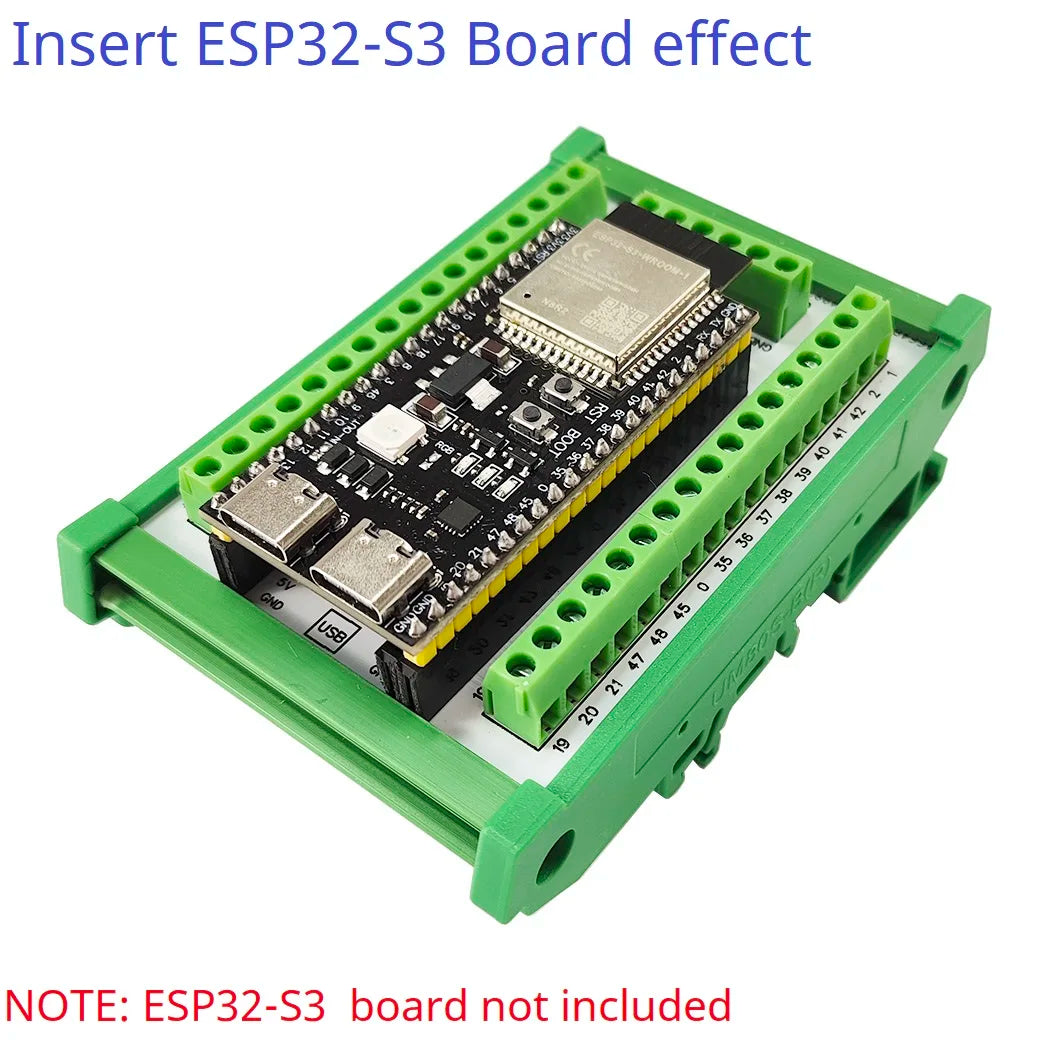 DNDINS3 ESP32-S3 Din Rail Mounting Expansion Board All PinOut 3.96 Screw Terminal Module USB OTG N16R8 N8R8 for Wi-Fi + Bluetooth LE