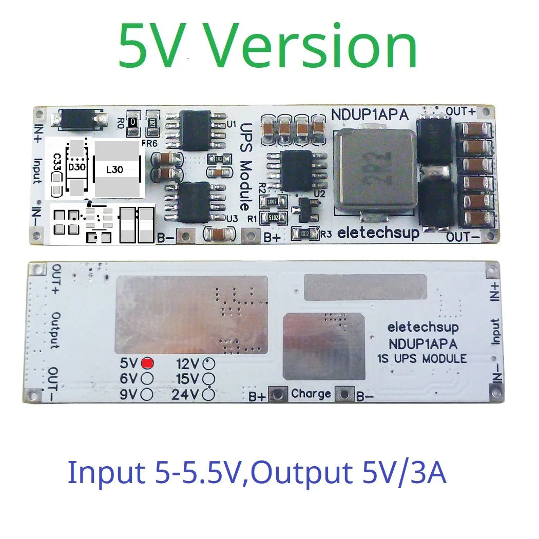 NDUP1APA High Efficiency Large Power DC 5V 6V 9V 12V 15V 24V UPS Module IN-OUT 3.7V 4.2V Lithium Battery Charger Discharge Home Network