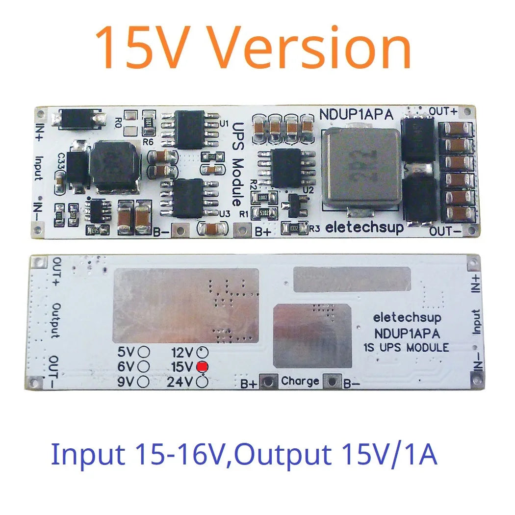 NDUP1APA High Efficiency Large Power DC 5V 6V 9V 12V 15V 24V UPS Module IN-OUT 3.7V 4.2V Lithium Battery Charger Discharge Home Network