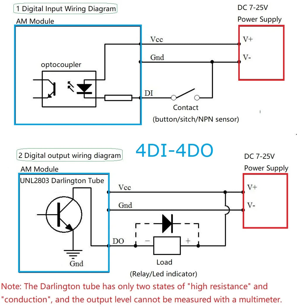 AMIDJ14 AMVDK15 3IN1 6AI-4DI-4DO 4-20MA 0-5 0-10V DI-DO RS485 IO Module for Temperature Humidity PT100 K J Thermocouple Sensor Motion Detector