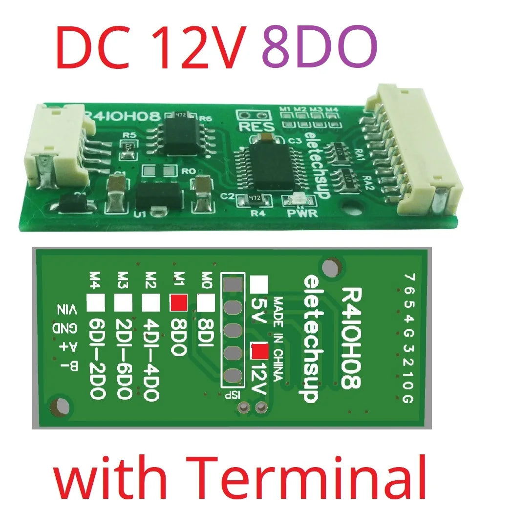 R4IOH08 8DI 8DO 4DI-4DO 2DI-6DO 6DI-2DO Multipurpose RS485 Digital Input Output Module mini PLC IO Dilator DC 12V 24V for Arduino