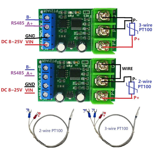 PT21A01 PT22B01 1CH 500 Celsius PT100 Thermocouple RTD emperature Sensor RS485 Temperature Sensor Module Modbus RTU Board Paperless Recorder
