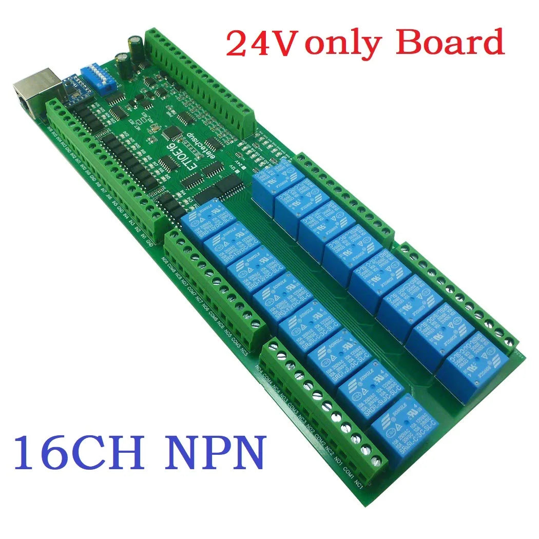 ETIOE16 16CH NPN DI Network Ethernet Modbus RTU TCP Multifunction Remote I/O NPN DI Dry Contact Relay DO 4-20MA 0-10V Current Voltage
